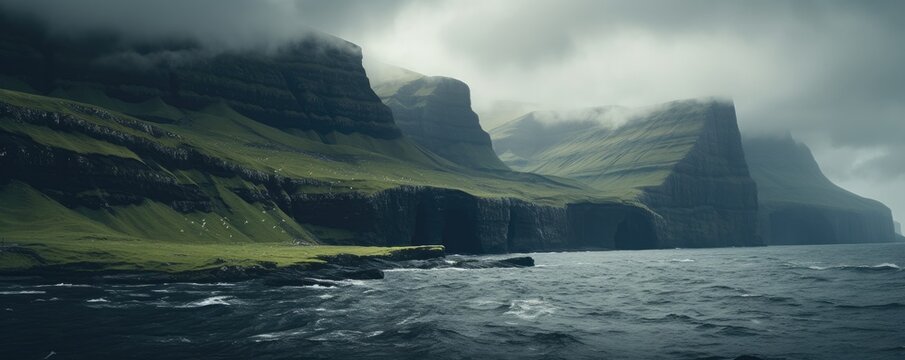 Landscapes of the Faroe Islands captured in summer. Generative ai