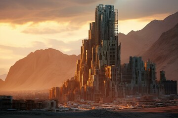 A modern city named Tayyib Al Ism in Neom, Saudi Arabia. Generative AI