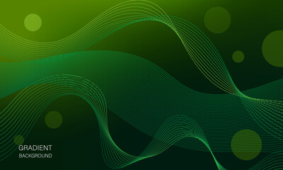 Dark Green design curve line energy motion Gradient vector abstract background shape with Smooth flow of wavy  , relaxing music sound or technology.