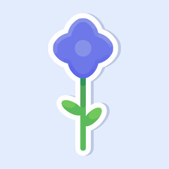 Vector illustration of cute blue flower sticker. Simple cute colorful flowers for kids.