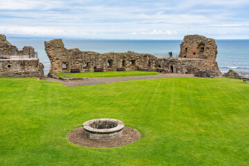 Ruins of Saint Andrews Castle located by the sea on the east coast of Scotland.