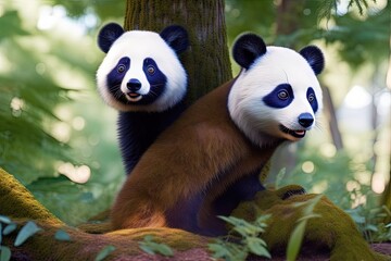 Obraz premium Panda big ears alien human animal hybrid illustration 