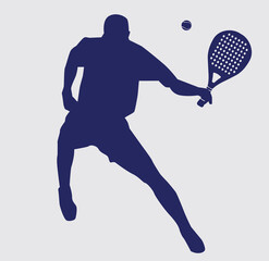 Male Tennis padel Player Icon Illustration. Paddle Sport Vector Graphic Symbol Clip Art. Sketch blue Sign young man is padel tennis player jump to the ball good looking for posts and poster video