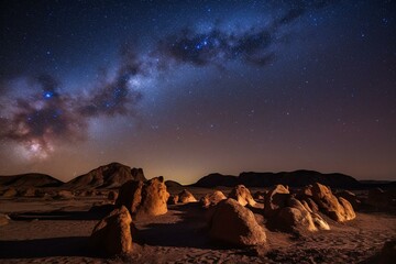 Starry sky and celestial formations above the Atacama Desert. Generative AI