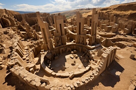 Ancient site in Turkey, Gobekli Tepe, the oldest temple now UNESCO site. Generative AI