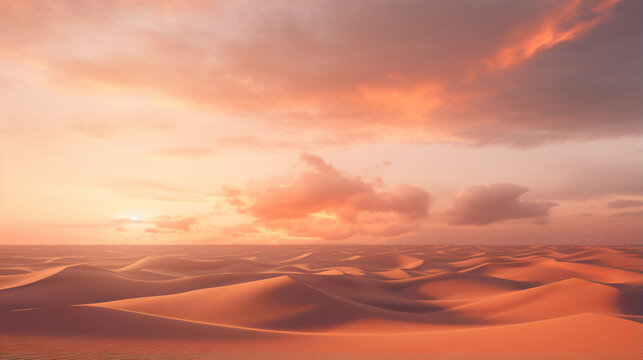 Sunset over the sand dunes in the desert © Hassan