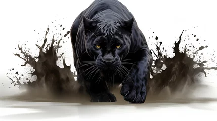 Foto op Plexiglas black panther on a white background © Oleksandr