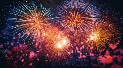 Fototapeta na wymiar beautiful colorful fireworks in the black background 