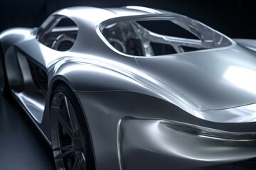 Obraz na płótnie Canvas Design of a sports car body made from aluminum. Generative AI