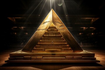 Ancient artwork: gilded pyramid in Egypt. Generative AI