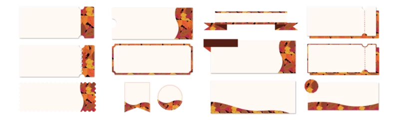 Poster 秋らしいシンプルな紅葉の柄のクーポンベクターアイコンデザインセット（枠のみ） © rikachu