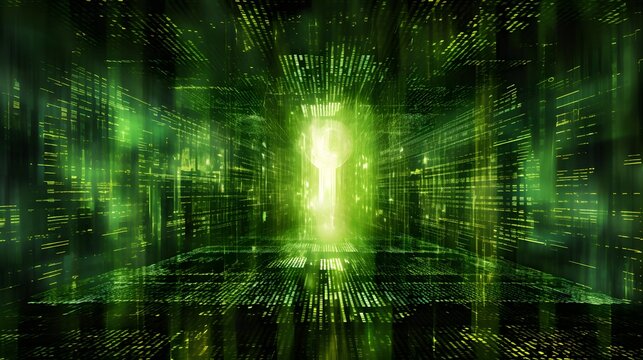A keyhole to a hidden world of green matrix code