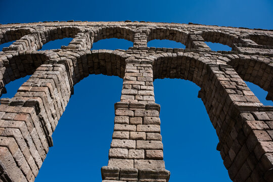 Magnificent Roman aqueduct in Sergovia Spain 