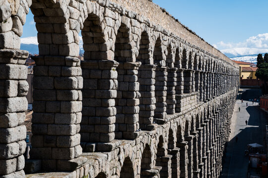 Magnificent Roman aqueduct in Sergovia Spain 