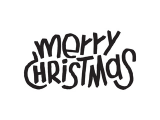 Merry Christmas vector brush lettering. Hand drawn modern brush calligraphy isolated on white background. Christmas vector ink illustration. Creative typography for Holiday greeting cards, banner