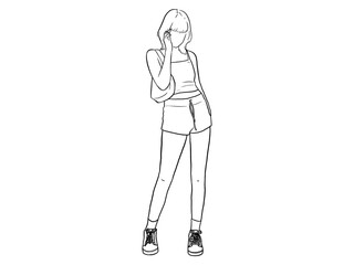 woman on white background. Hand drawn style vector design illustrations.