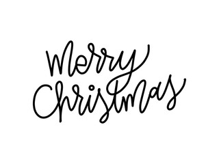 Fototapeta na wymiar Merry Christmas vector brush lettering. Hand drawn modern brush calligraphy isolated on white background. Christmas vector ink illustration. Creative typography for Holiday greeting cards, banner