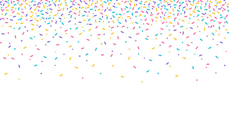 Obraz na płótnie Canvas Colorful sprinkles banner background, colorful falling decorative sprinkles background