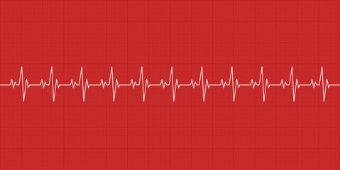 Obraz premium Heartbeat line icon on red background