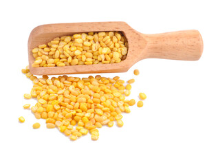 Yellow bean chickpeas fried baked salt and seasoning crispy for nack / Giant corn isolated...