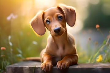 A sad dog with big resting ears.