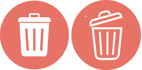 orange Bin icon set. Trash can collection. Trash icons set. Web icon, delete button. stroke pictogram Delete symbol flat style isolated on white background .