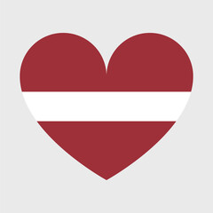 Latvia flag vector icons set of illustrations in the shape of heart, star, circle and map.