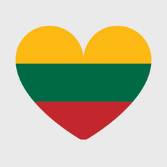 Lithuania flag vector icons set of illustrations in the shape of heart, star, circle and map