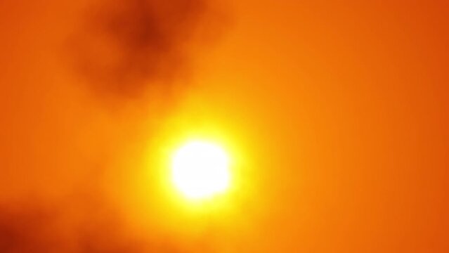 Global warming and climate change effect simulation with 3D rendering. Heat haze affects the environment of the sky with clouds and sun.