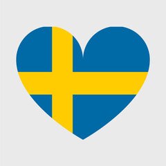 Sweden flag vector icons set of illustrations in the shape of heart, star, circle and map.