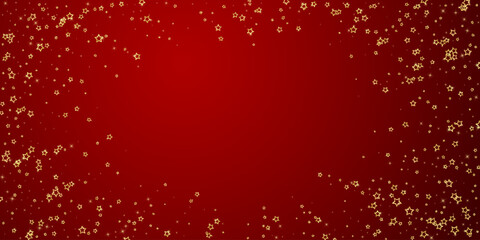 Christmas stars vector overlay.  Magic stars luxury sparkling confetti. Christmas spirit. Festive stars vector illustration on red background.