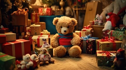 Teddy Bear and Christmas Gift Box