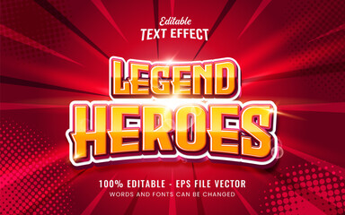 Legend Heroes cartoon game adventure tittle 3d editable text effect style Free Vector. Suitable for game adventure for kids 
