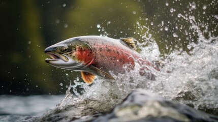 Salmon jumping out of the water