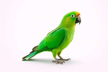 Fototapeta premium Beautiful green parrot on a white, isolated background