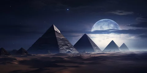 Foto op Canvas Great Pyramid of Giza, night, moon © Евгений Высоцкий