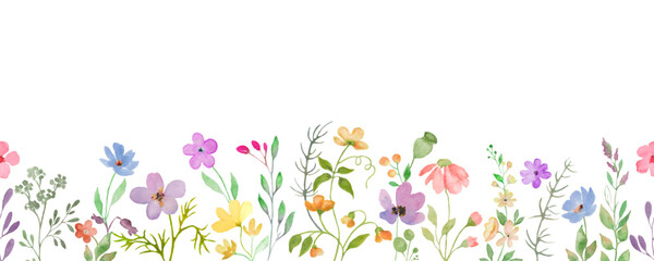 Watercolor floral  card. Hand drawn illustration on white background. Vector EPS.
