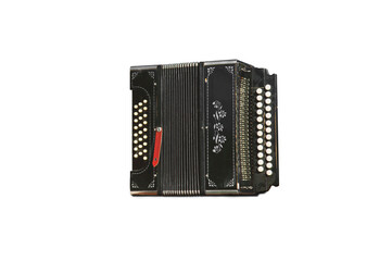 Old lonely accordion on a transparent background.