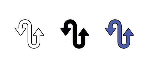 Zig Zag path icon design with white background stock illustration