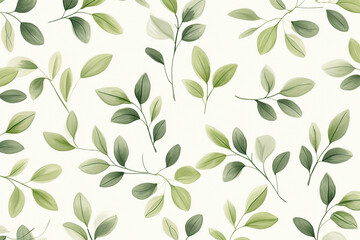 Naklejka na ściany i meble Green plant and leafs pattern. Pencil, hand drawn natural illustration. 