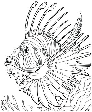 lionfish outline drawing underwater clip art preview