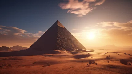 Foto op Canvas sunset over the pyramids © Евгений Высоцкий