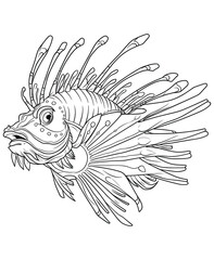 lionfish coloring page line art