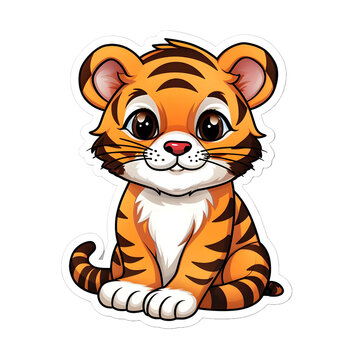 CUte little tiger cartoon sticker