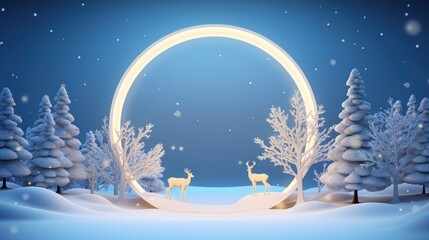 Naklejka premium 3D circle to celebrate beautiful merry christmas and happy new year frame background.