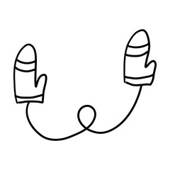 mittens winter new year christmas doodle line