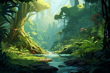 Illustration of a jungle. Generative AI