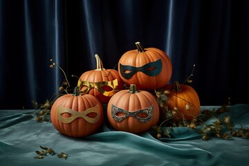 Eye Mask Pumpkins. DIY Halloween Decorations to scary home. Ideas of Halloween indoor and outdoor decor on October 31