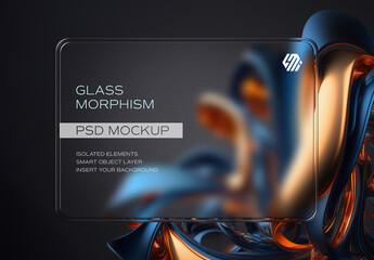 Frosted Glass Morphism Mockup on Editable Background