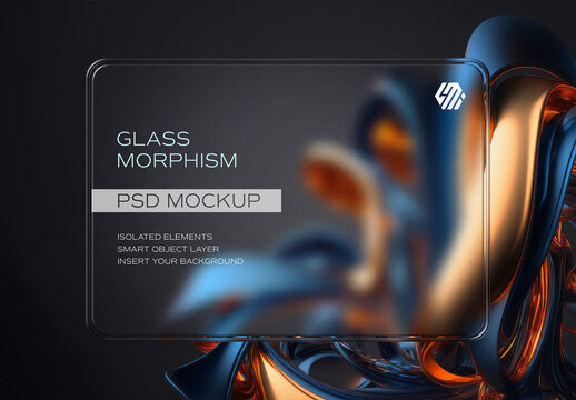 Frosted Glass Morphism Mockup on Editable Background